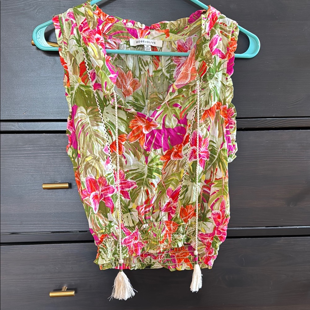 Rose & Olive Floral Sleeveless Top